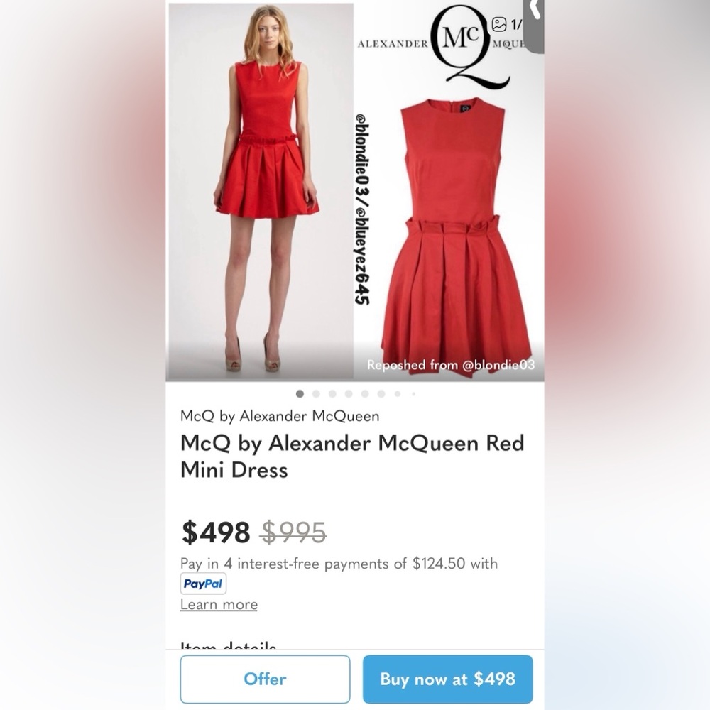 🥰3for1 Price🥰Red Valentino Red luxury Wave PatternSleeveless A line knee length